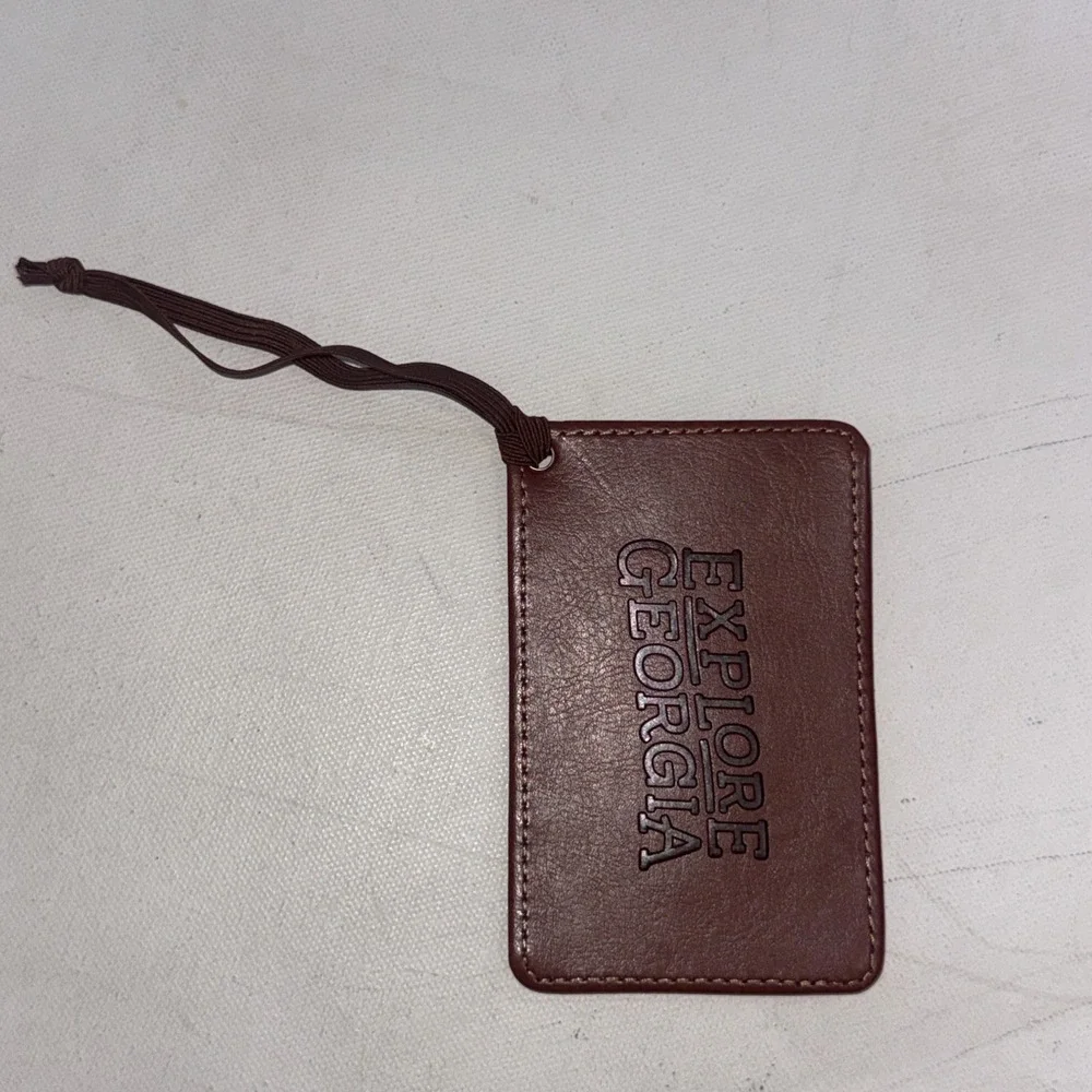 Explore Georgia Travel Accessory Brown Leather Customizable Luggage Tag NWOT